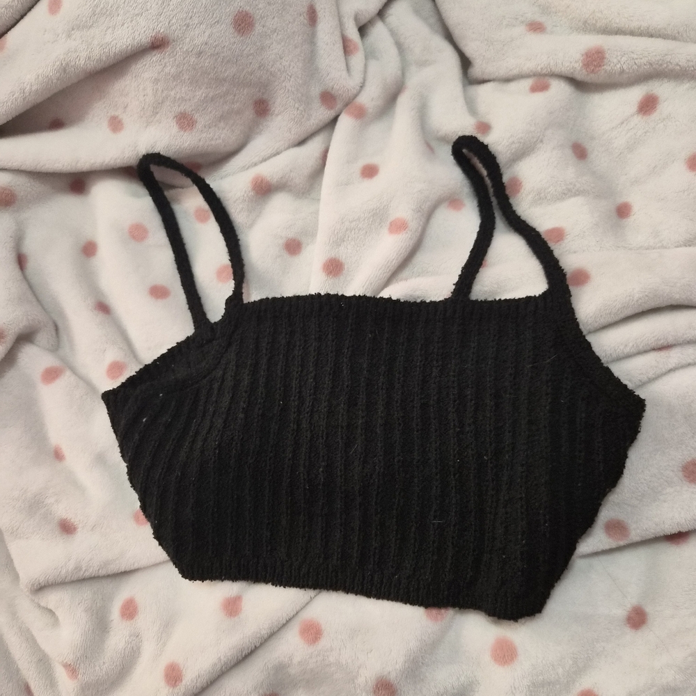 OAK + FORT Black Ribbed Tank Top